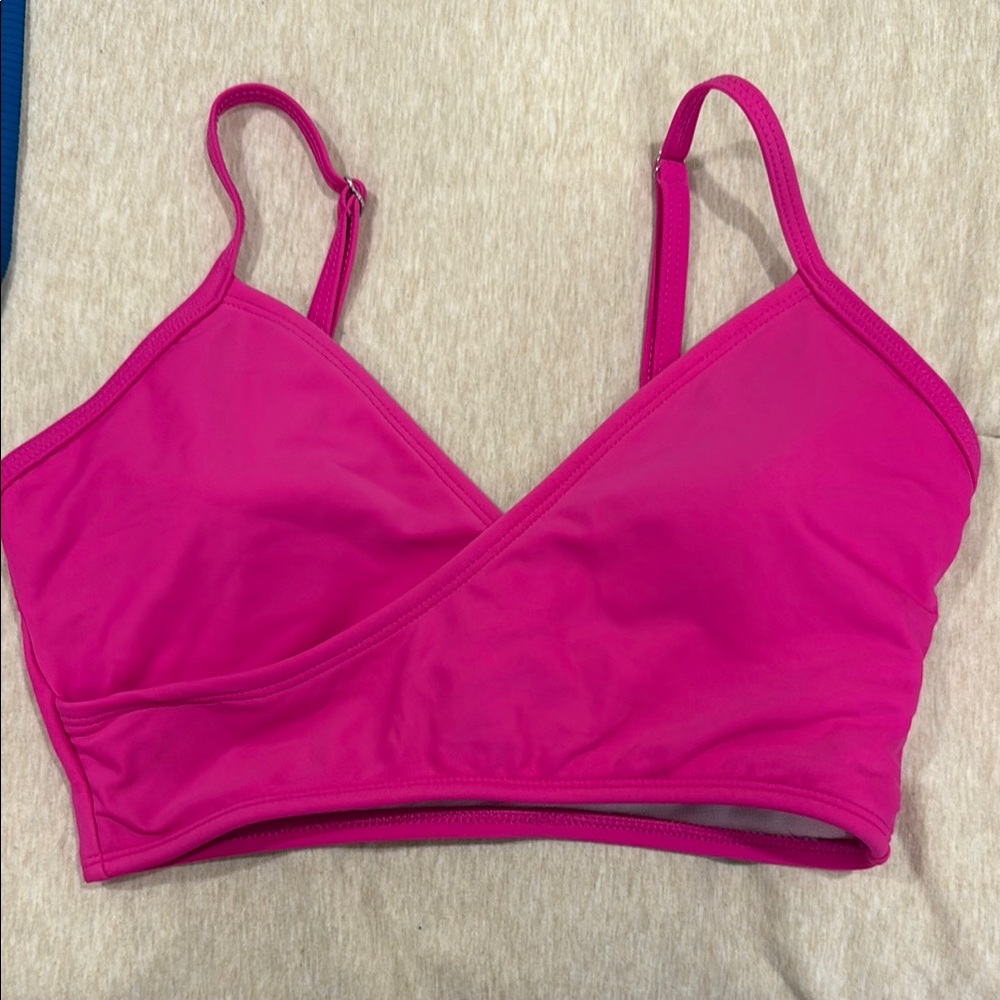 Pink Bikini with Adjustable Straps and V-Neck